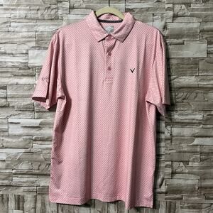 Callaway Polo Shirt Mens M Pink Pearl Golf Performance Opti Dri Stretch Logo